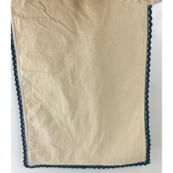 Rachel Ashwell Farmhouse Table Runner With Blue Bunny Print & Lace Trim 16" x 72 - Picture 2 of 8